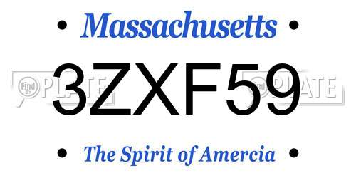 3ZXF59 Massachusetts License Plate