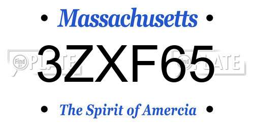 3ZXF65 Massachusetts License Plate