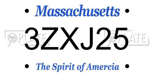 3ZXJ25 Massachusetts License Plate