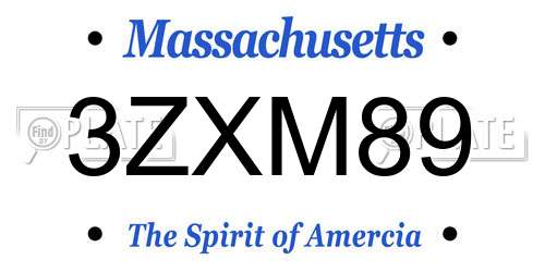 3ZXM89 Massachusetts License Plate
