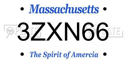 3ZXN66 Massachusetts License Plate