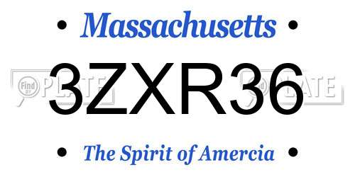 3ZXR36 Massachusetts License Plate