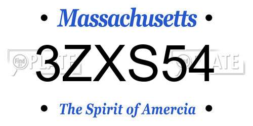 3ZXS54 Massachusetts License Plate
