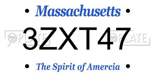 3ZXT47 Massachusetts License Plate