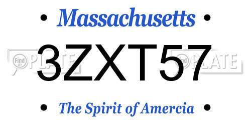 3ZXT57 Massachusetts License Plate