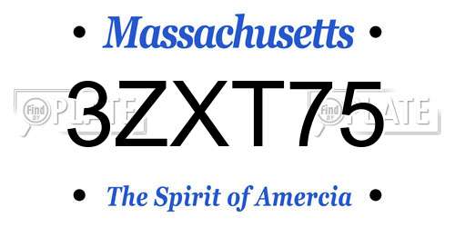 3ZXT75 Massachusetts License Plate