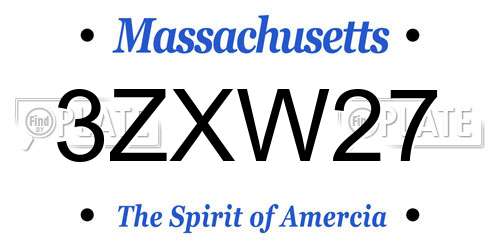 3ZXW27 Massachusetts License Plate