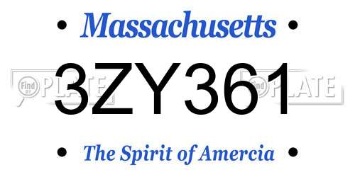 3ZY361 Massachusetts License Plate