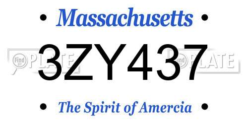 3ZY437 Massachusetts License Plate