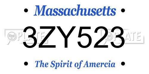 3ZY523 Massachusetts License Plate