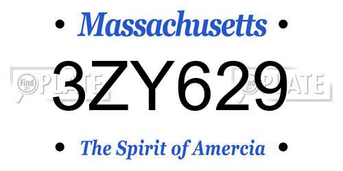 3ZY629 Massachusetts License Plate