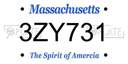 3ZY731 Massachusetts License Plate