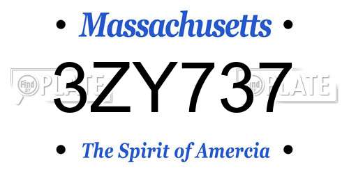 3ZY737 Massachusetts License Plate