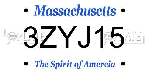 3ZYJ15 Massachusetts License Plate