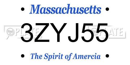 3ZYJ55 Massachusetts License Plate