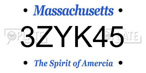 3ZYK45 Massachusetts License Plate
