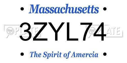 3ZYL74 Massachusetts License Plate