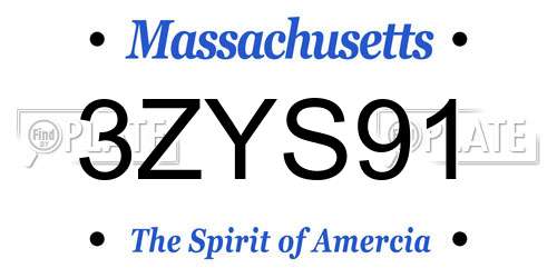 3ZYS91 Massachusetts License Plate