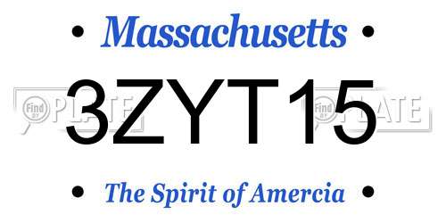 3ZYT15 Massachusetts License Plate