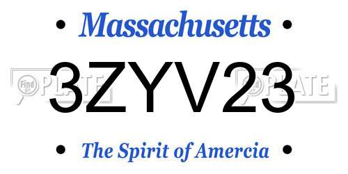 3ZYV23 Massachusetts License Plate