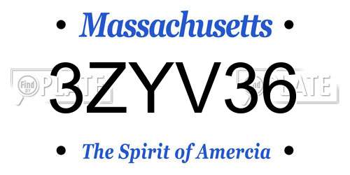 3ZYV36 Massachusetts License Plate