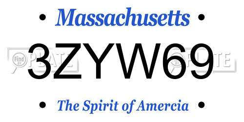 3ZYW69 Massachusetts License Plate