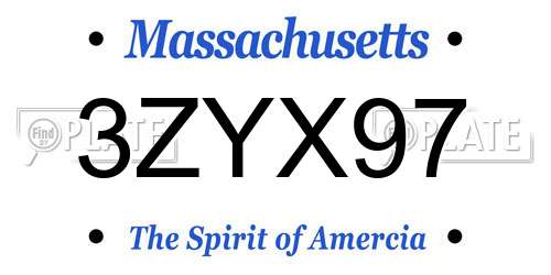 3ZYX97 Massachusetts License Plate