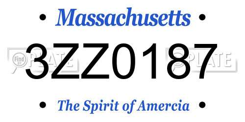 3ZZ0187 Massachusetts License Plate