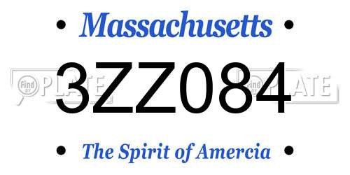 3ZZ084 Massachusetts License Plate