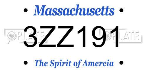 3ZZ191 Massachusetts License Plate