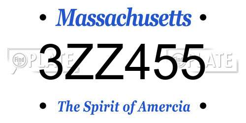 3ZZ455 Massachusetts License Plate