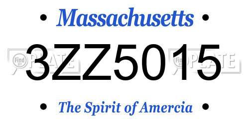 3ZZ5015 Massachusetts License Plate