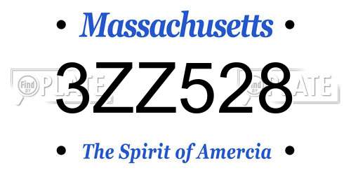 3ZZ528 Massachusetts License Plate
