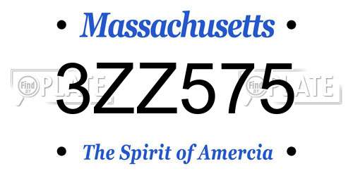 3ZZ575 Massachusetts License Plate