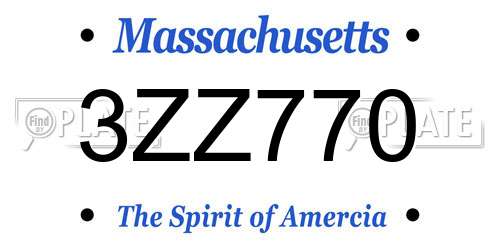 3ZZ770 Massachusetts License Plate