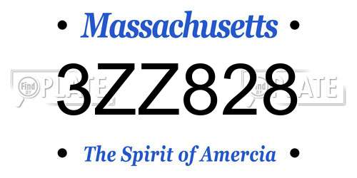 3ZZ828 Massachusetts License Plate