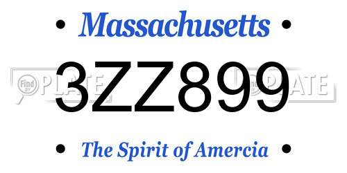 3ZZ899 Massachusetts License Plate