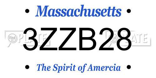 3ZZB28 Massachusetts License Plate