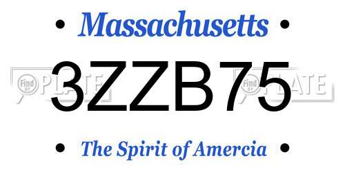 3ZZB75 Massachusetts License Plate