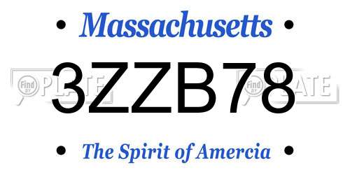 3ZZB78 Massachusetts License Plate