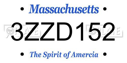3ZZD152 Massachusetts License Plate