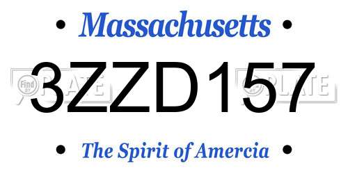 3ZZD157 Massachusetts License Plate