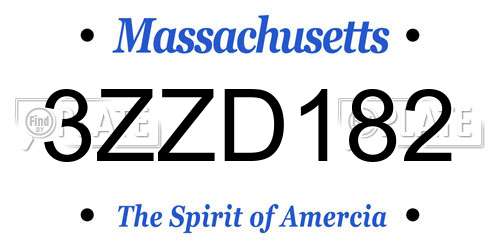 3ZZD182 Massachusetts License Plate