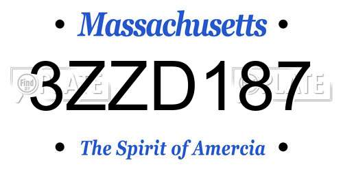 3ZZD187 Massachusetts License Plate