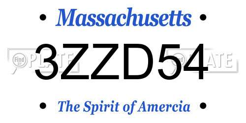 3ZZD54 Massachusetts License Plate