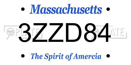 3ZZD84 Massachusetts License Plate