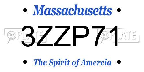 3ZZP71 Massachusetts License Plate