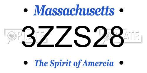 3ZZS28 Massachusetts License Plate