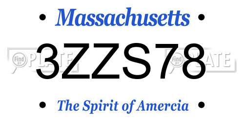 3ZZS78 Massachusetts License Plate
