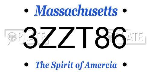 3ZZT86 Massachusetts License Plate